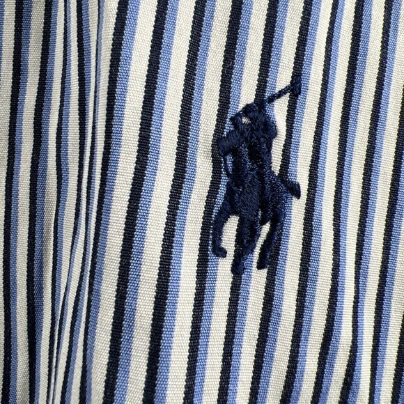 Polo Ralph Lauren Men's Shirt Large White Blue Pony Plaid Long Sleeve Stanton - Picture 3 of 9